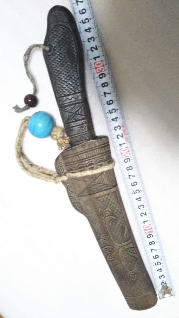 (値下げ)マキリ　アイヌ鱗彫り　本場当時物