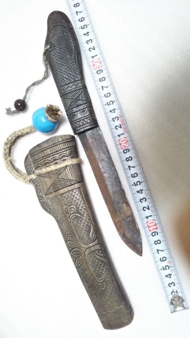 (値下げ)マキリ　アイヌ鱗彫り　本場当時物