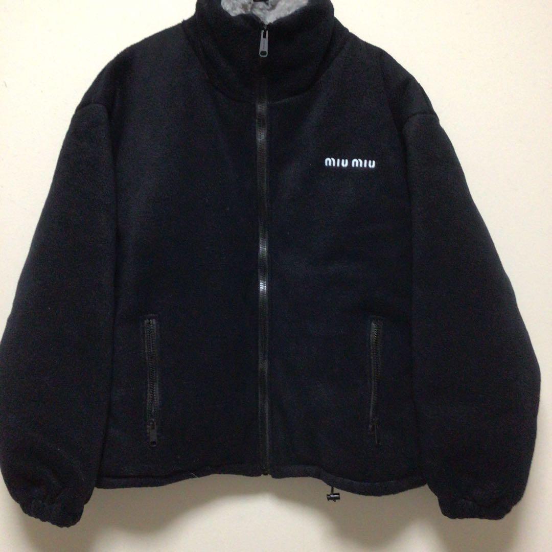 美品miu miu ネイビー ジップアップジャケット　フリース　ミュウミュウ