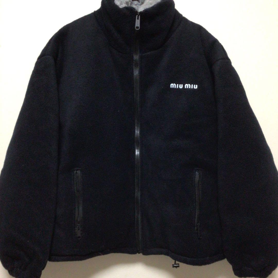 美品miu miu ネイビー ジップアップジャケット　フリース　ミュウミュウ