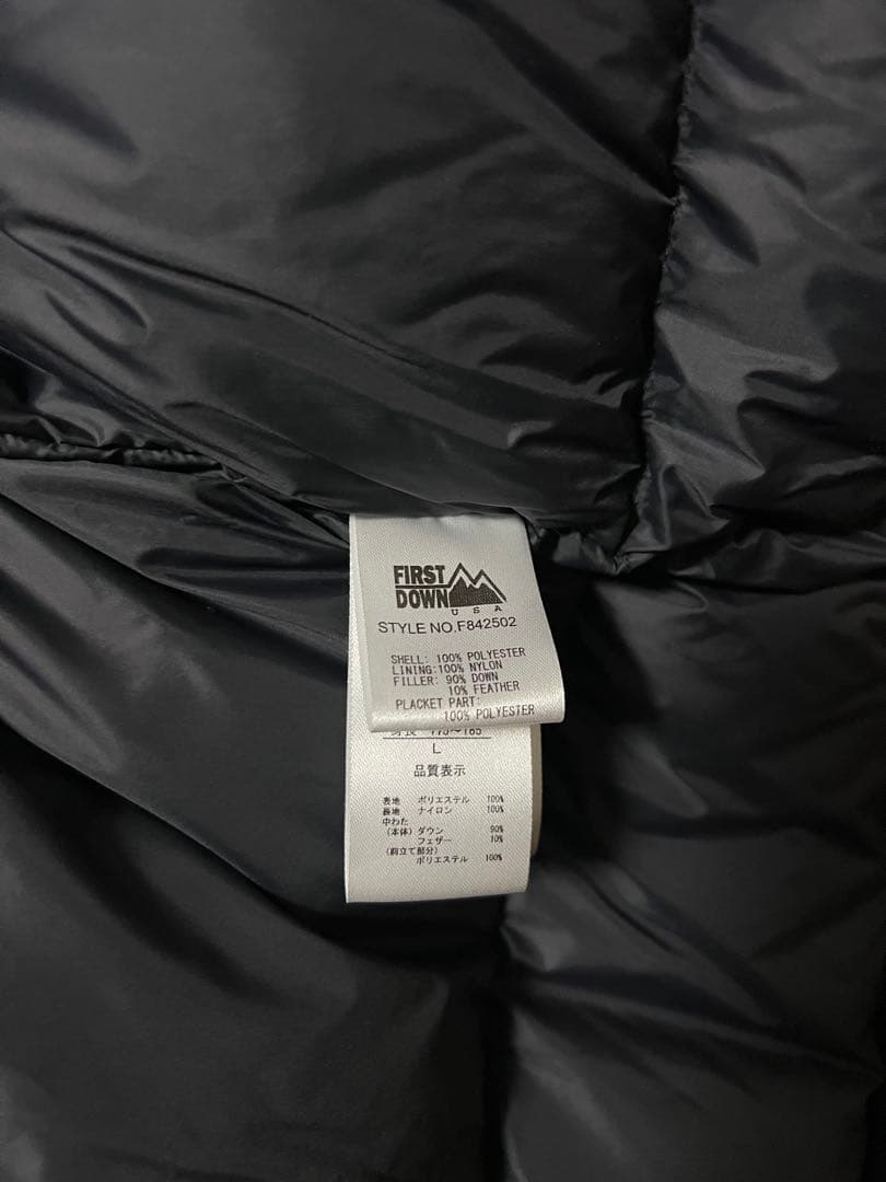 FIRST DOWN ダウンジャケット ブラック L フード付き