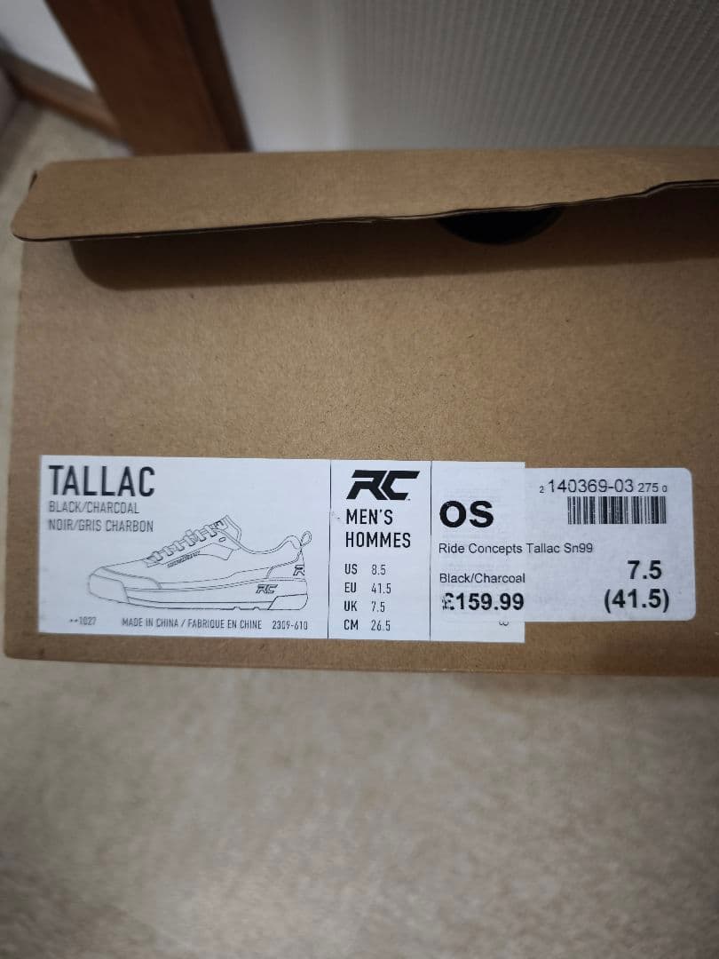 新品未使用　RIDE CONCEPTS TALLAC 黒 26.5cm