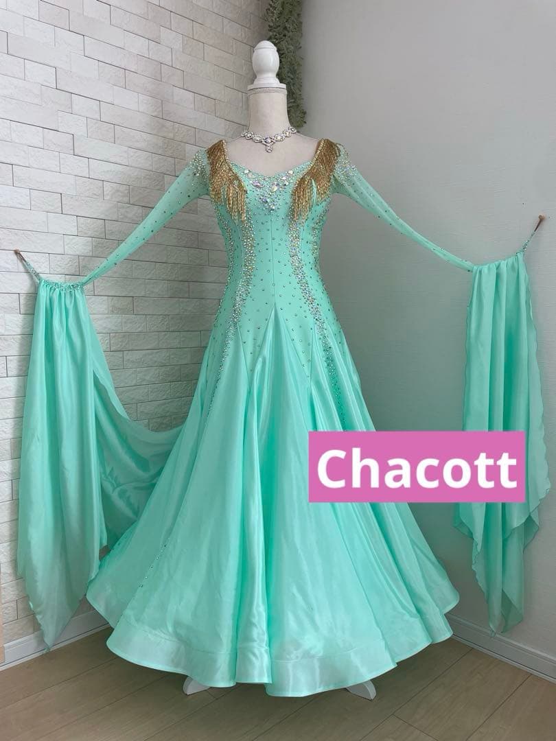 社交ダンス 【Chacott】スタンダードドレス ミントグリーン⭐️オーダードレス
