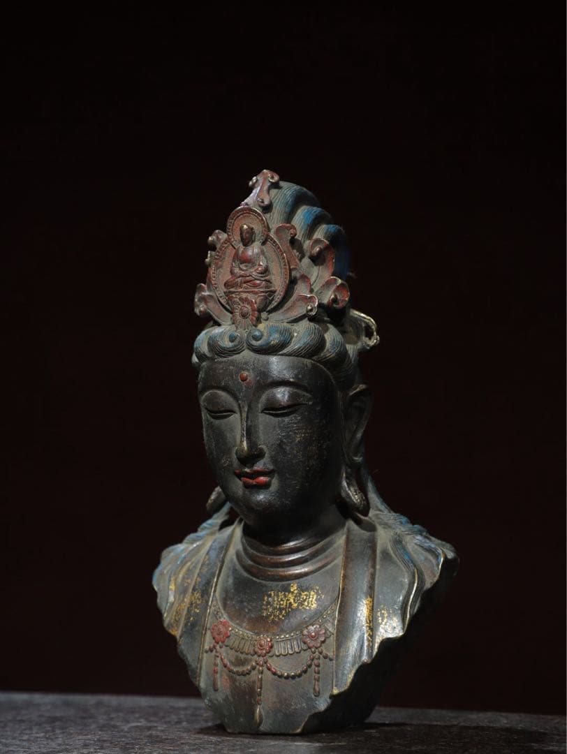 旧家　時代物　純銅拓金 観音様　縁起物　インテリア　古美術 美品