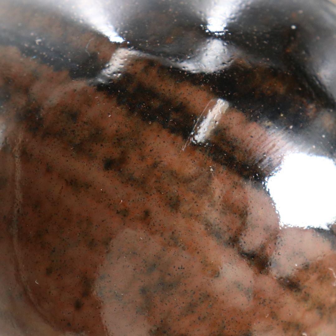 松本鐵山作 唐物 大名物写 珠光文琳茶入 有楽緞子仕覆 茶道具　V914　N9