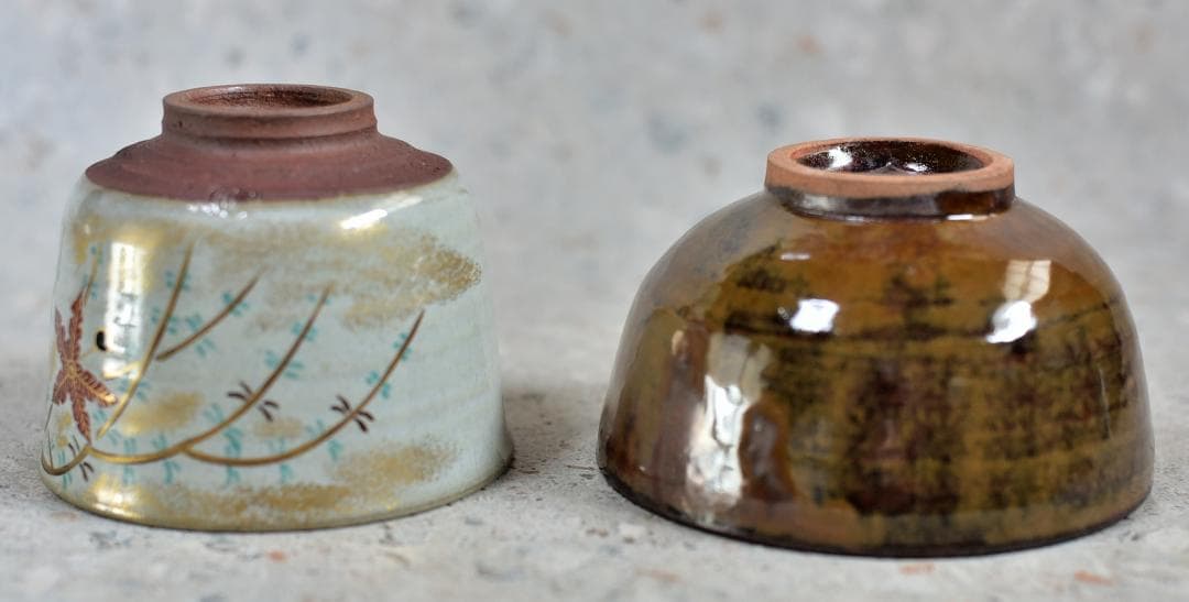 値下げ、春永作、廣州窯鉄釉茶碗2個セット　お茶道具/共箱