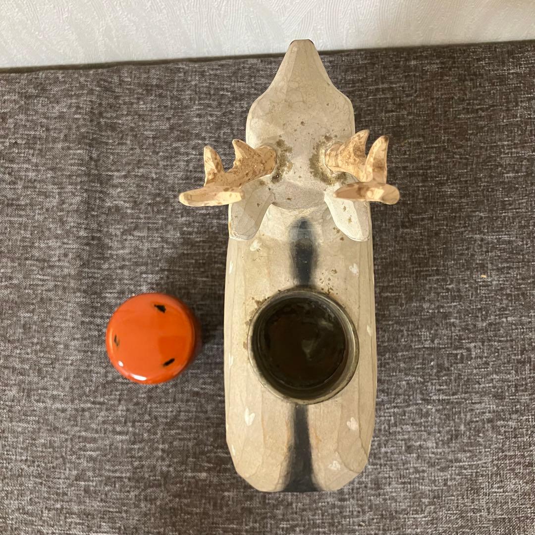 奈良一刀彫　鹿　木彫り人形　奈良蔵出　骨董　アンティーク　春日曼荼羅　おん祭り