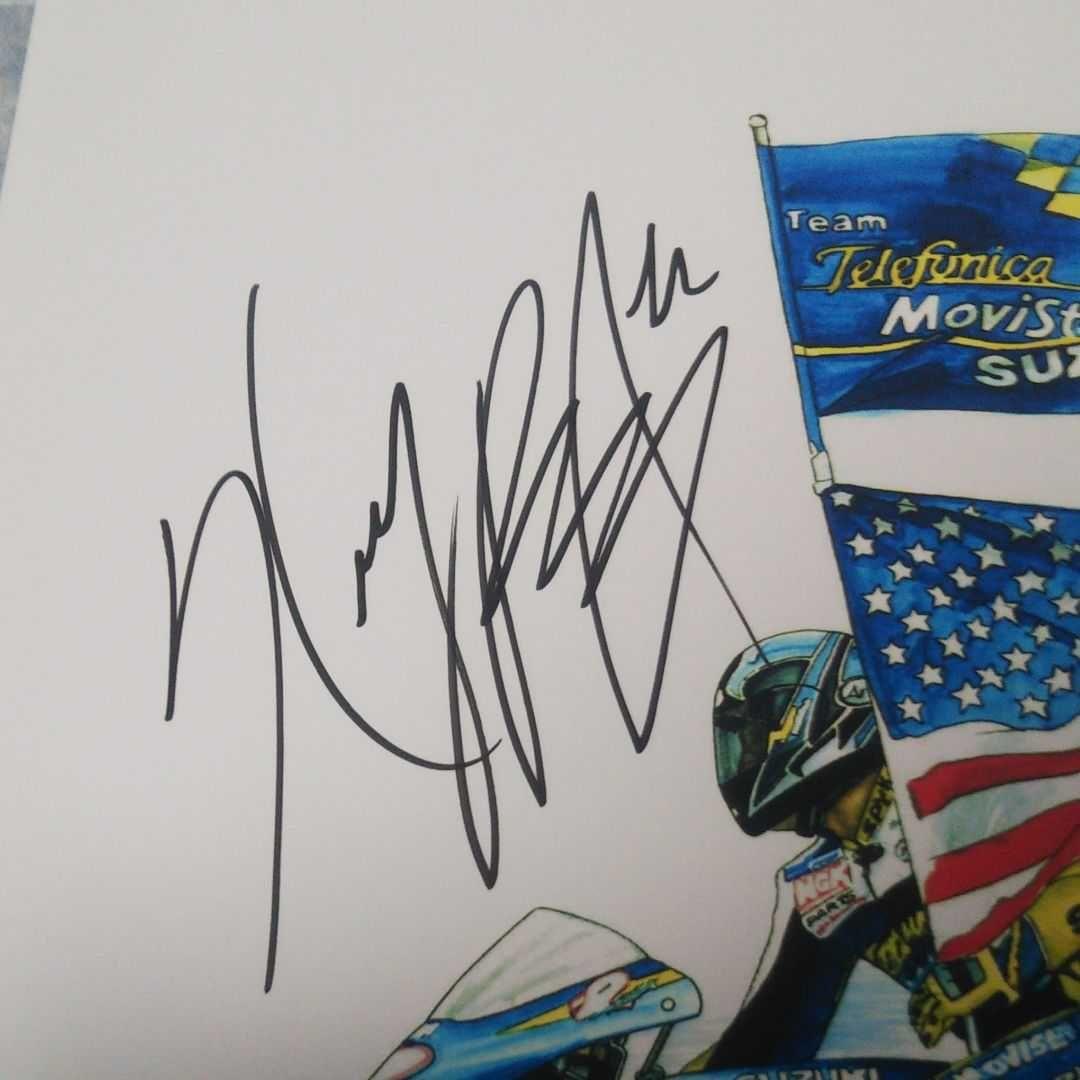 ケニーロバーツJr直筆サイン入りイラスト、キャップ、ステッカー