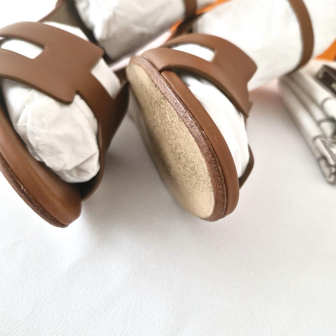 エルメス　レジェンド　サンダル　36 １/2　ゴールド　ブラウン