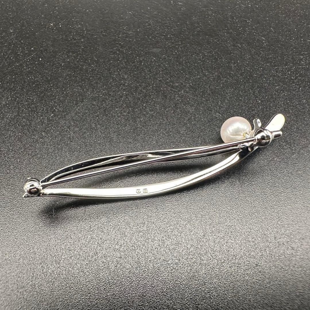 極美品✨　MIKIMOTO ミキモト　パール　ブローチ　ロゴ　刻印　1263