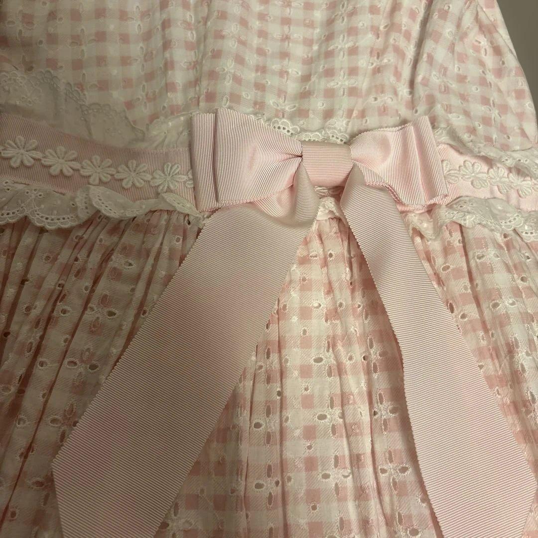 BABY マーガレットのprésageギンガムジャンパースカート　ヘアクリップ付