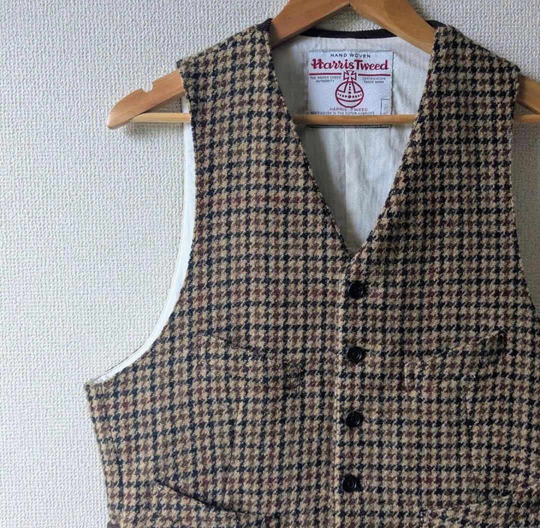 【希少】BEAMS PLUS×ハリスツイード／ベスト／ブラウン