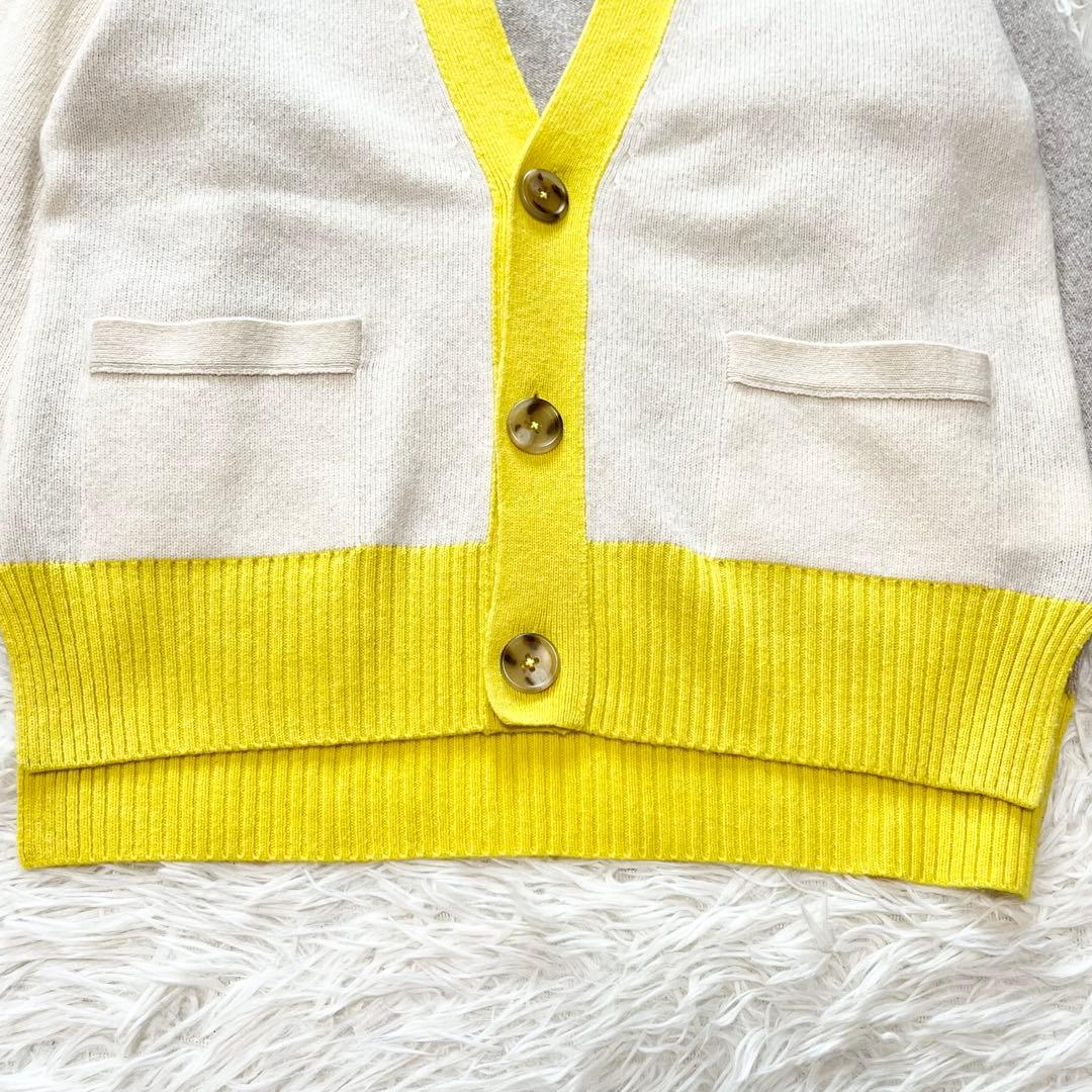 24SS✨️マカフィー　ラム9G Vネックカーディガン イエロー