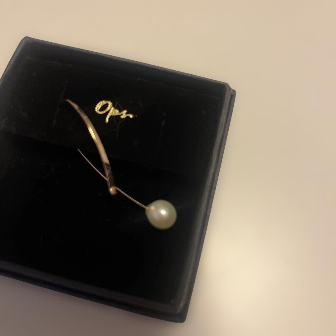 片方のみops.18kピンクゴールドGOUCCIAフープピアスパールキャッチ付き