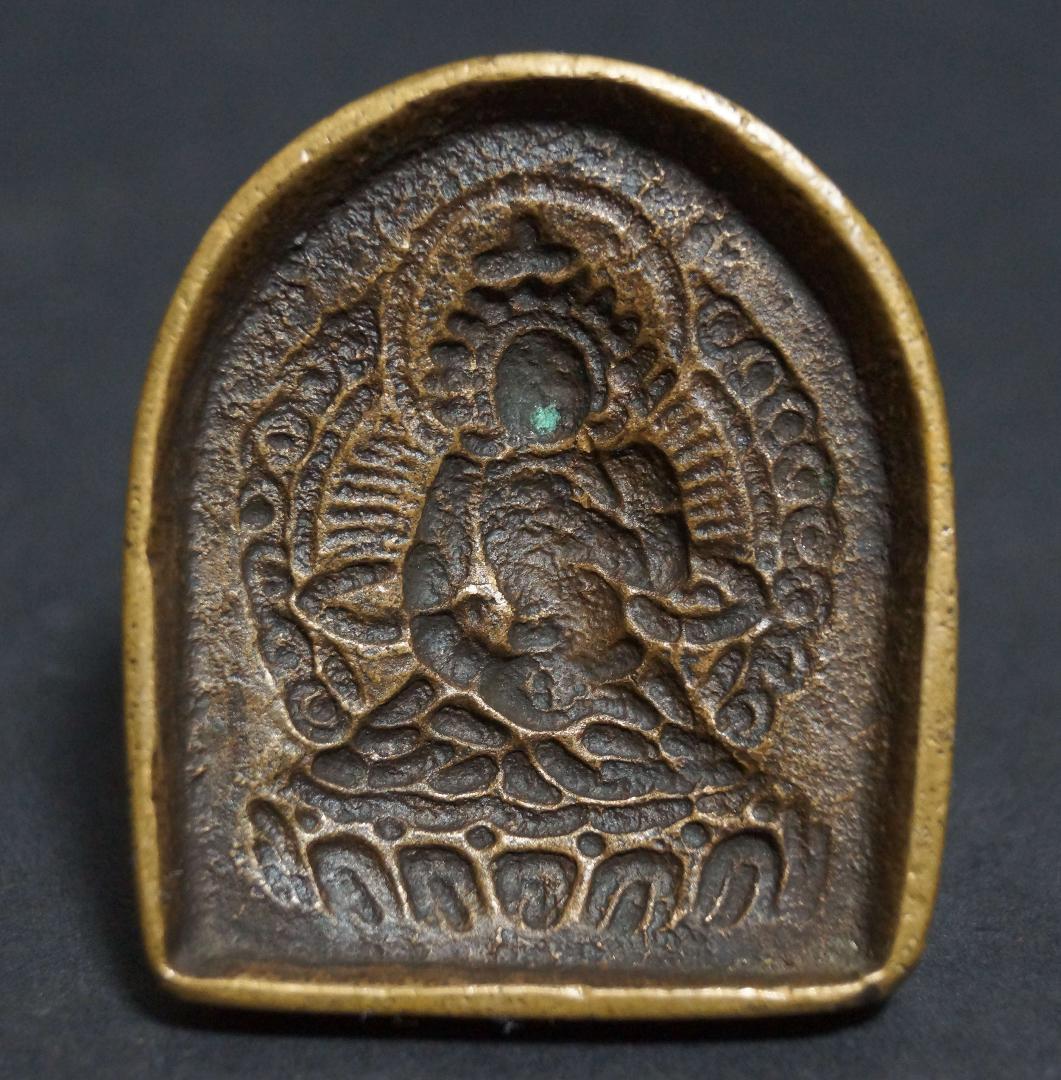 オールドチベット古銅製擦擦鋳型ツァツァモールド文殊菩薩 (マンジュシュリ) 置物