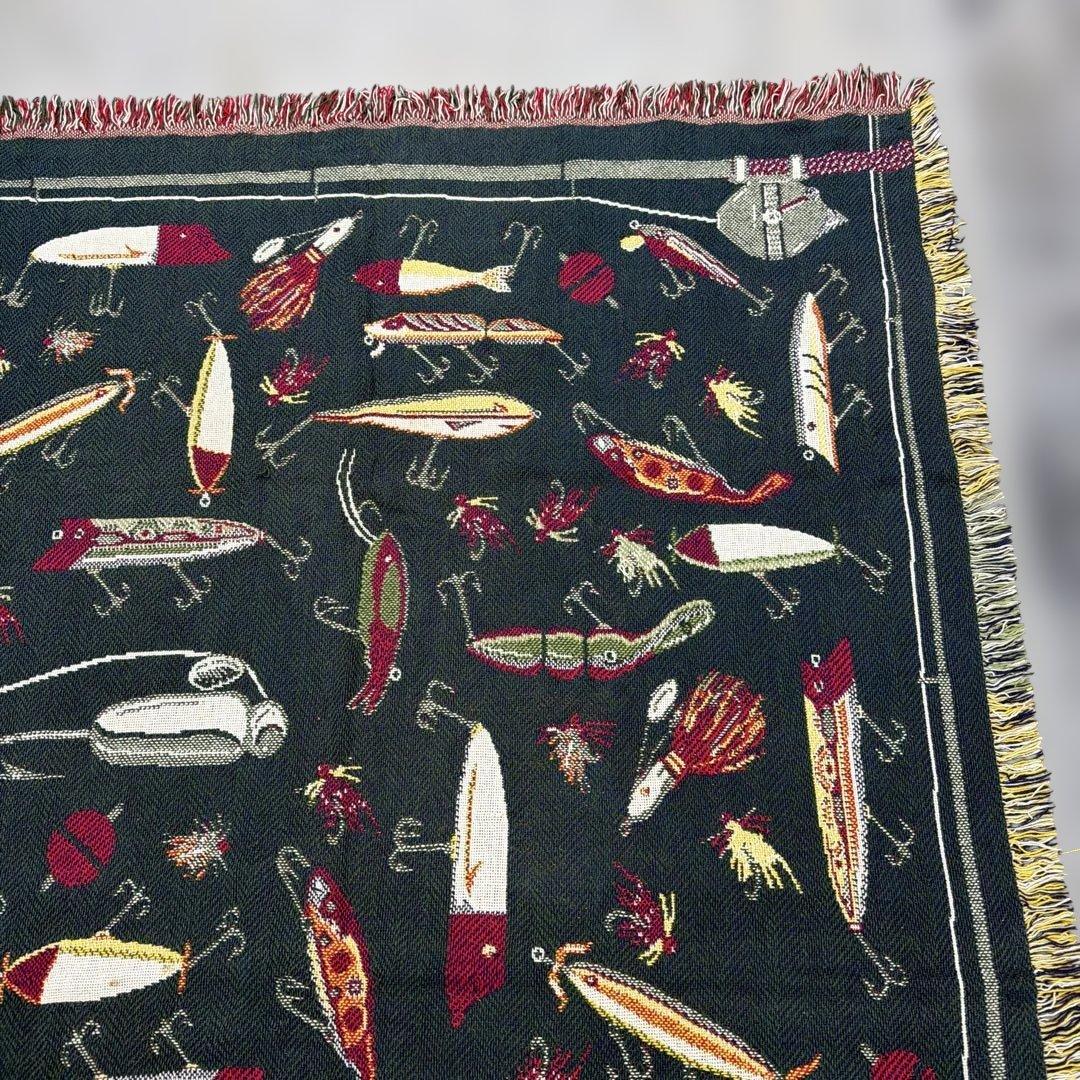 釣り　ルアー　マルチカバー　ソファカバー　ヴィンテージラグ　185x123