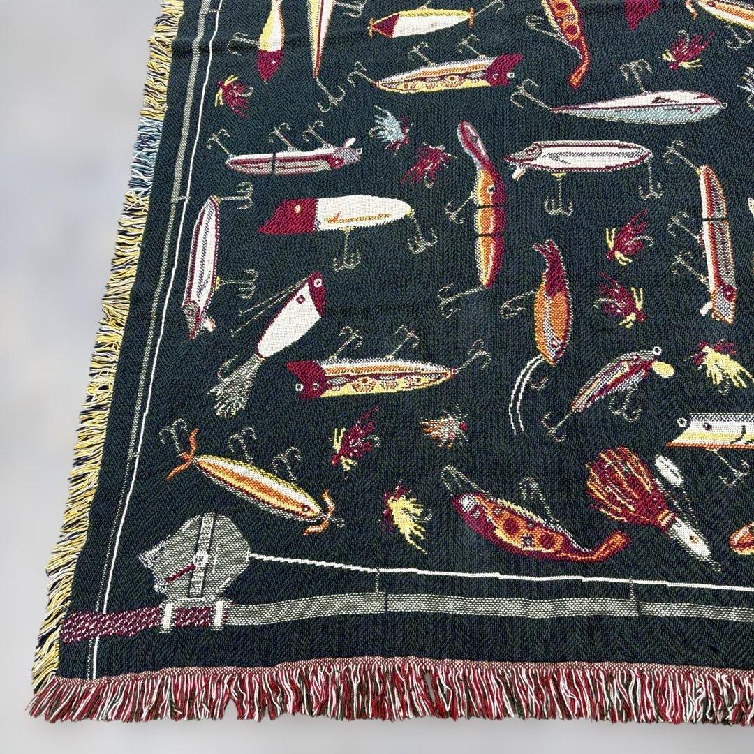 釣り　ルアー　マルチカバー　ソファカバー　ヴィンテージラグ　185x123