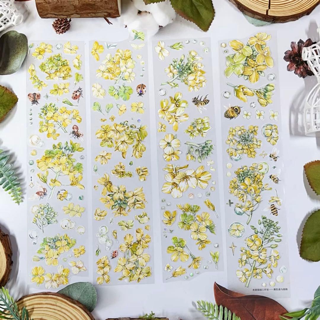 贝壳光 花虫渡 ダイカット加工 6cm×5m 海外マスキングテープ