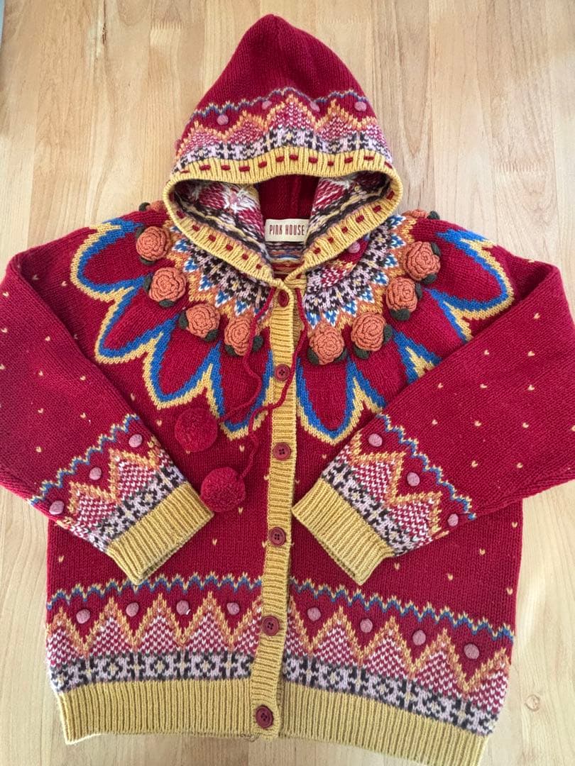 ス*ラ様 ★レア★古着PINK HOUSE ニット カーディガン フーディ立体バ