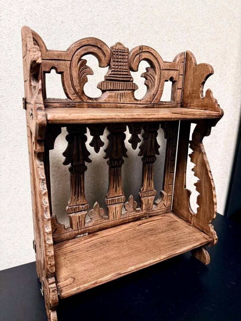 フランス　アンティーク　蚤の市　木棚　シェルフ　小棚　飾り棚