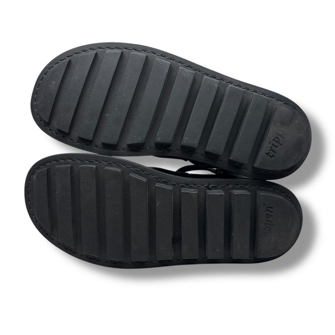 美品■trippen 【23.5】FRINGE アンクルストラップ サンダル 黒