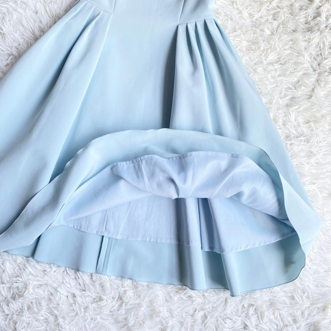 極美品◆フォクシーニューヨーク フレアワンピース サイドギャザー ミントブルー