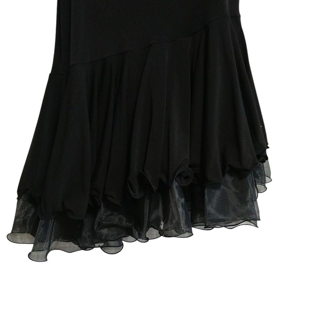 社交 ダンス フレア スカート 黒 М ‐ Ｌサイズ 裾がボリューミーに広がる♪
