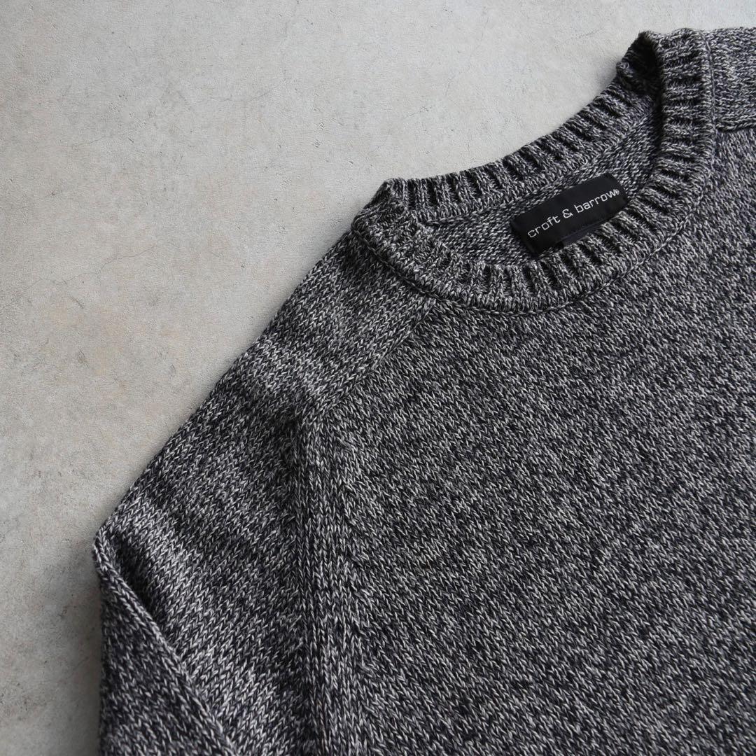 90s クラフト&バロー 霜降り MIX コットンニットセーター 白黒