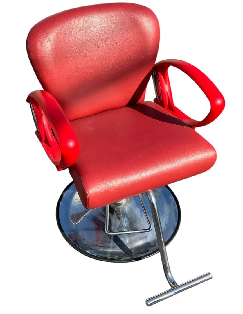 美容室用 セット椅子 スタイリングチェア 油圧昇降式 店舗什器 赤色 レッド