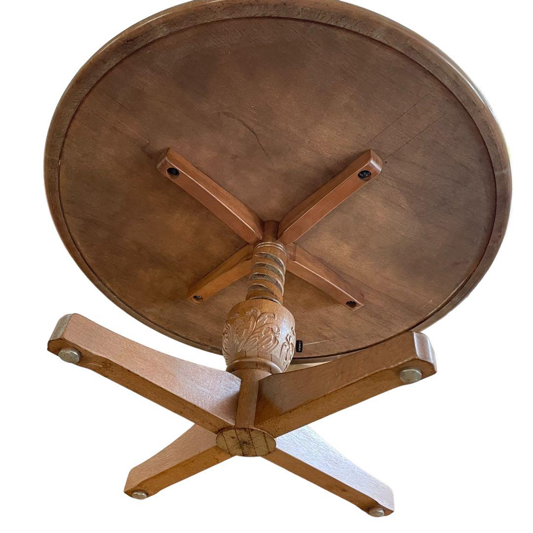 HR221 【希少ビンテージ】maruni 美しい螺旋柱　カービング　テーブル