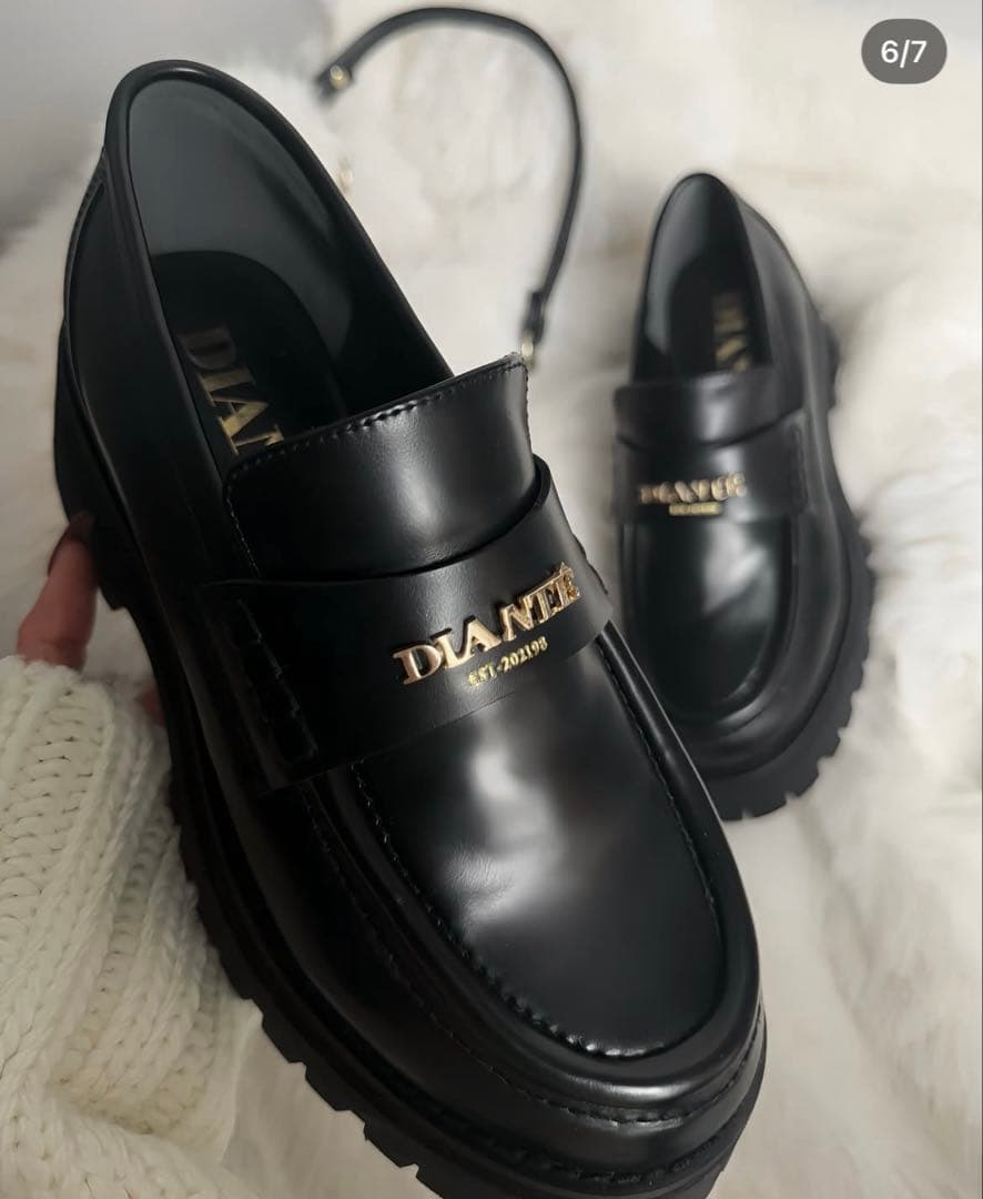 DIANTE ディアンテ ブラックローファー　厚底　Mサイズ