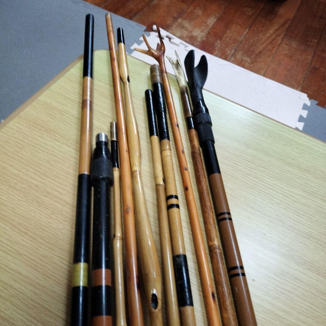 へらぶな竿掛け　玉網の柄　他　10本