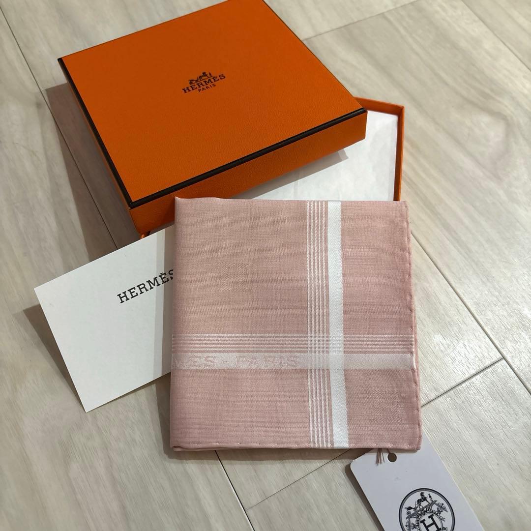 HERMES ハンカチ 新品未使用ベビーピンク
