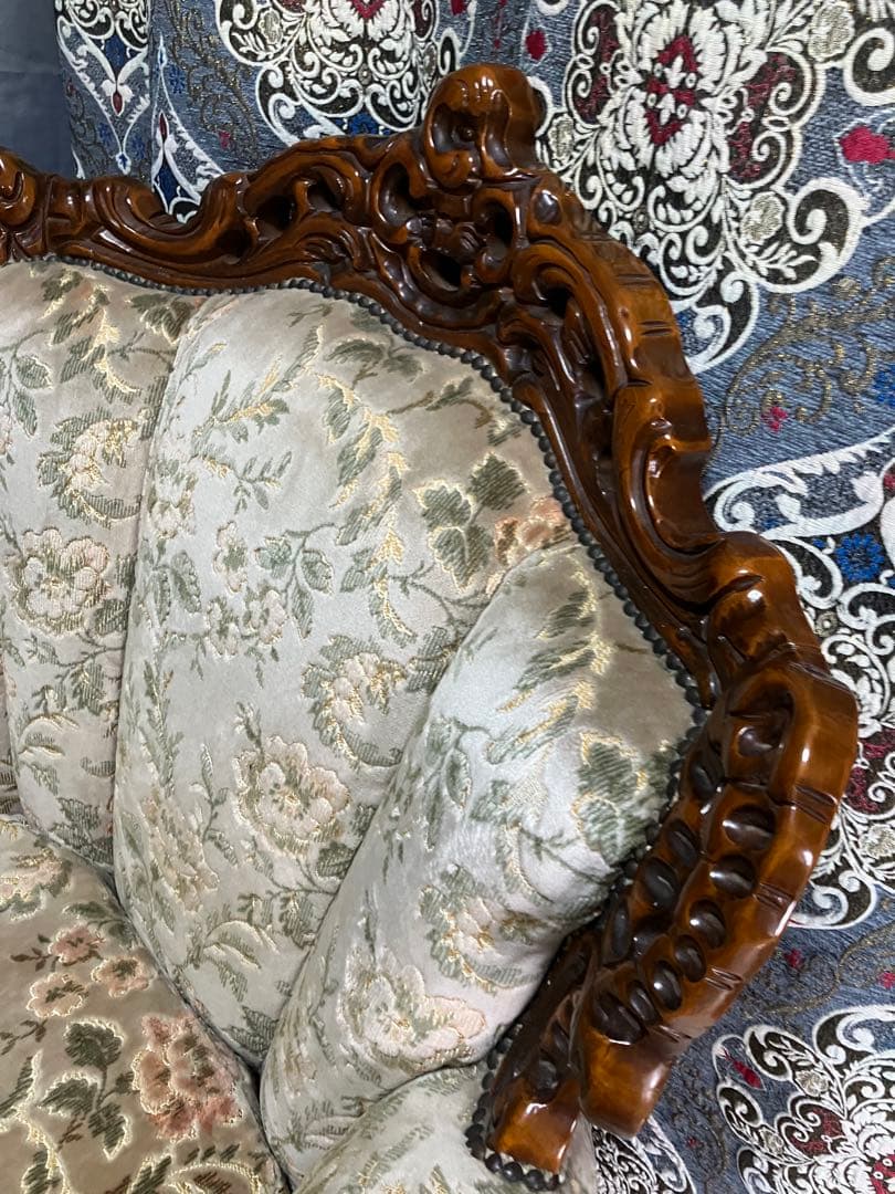 新年SALE～1/5迄☆ロココ調☆アンティークソファ☆どっしり重厚感