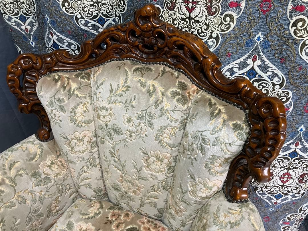 新年SALE～1/5迄☆ロココ調☆アンティークソファ☆どっしり重厚感