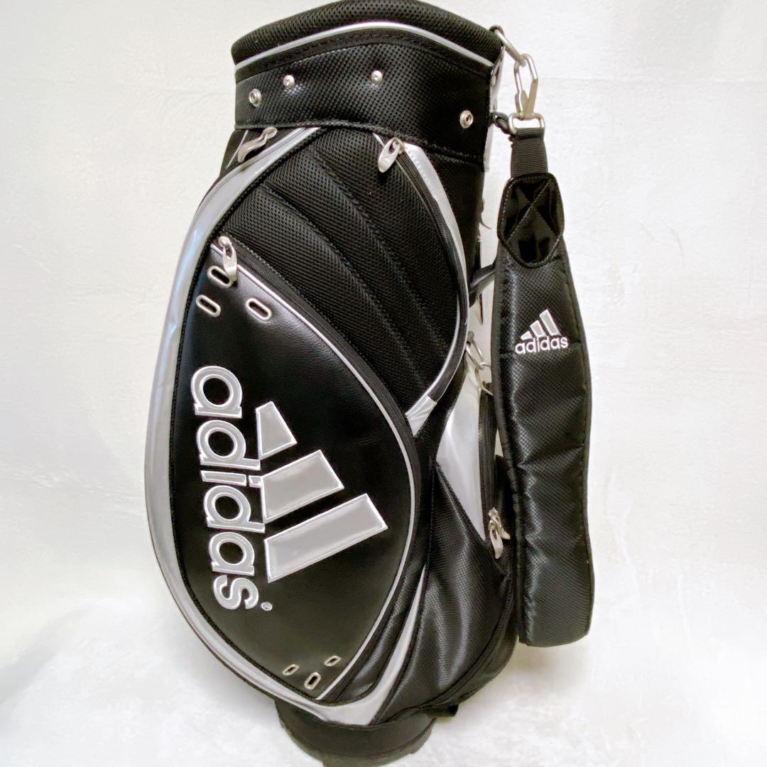 adidas アディダス　キャディバッグ　ブラック　黒　9型　ネームプレート付き