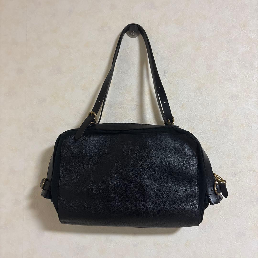 希少　イルビゾンテ　ハンドバッグ　ミニボストン　レザー　キャンバス　ブラック