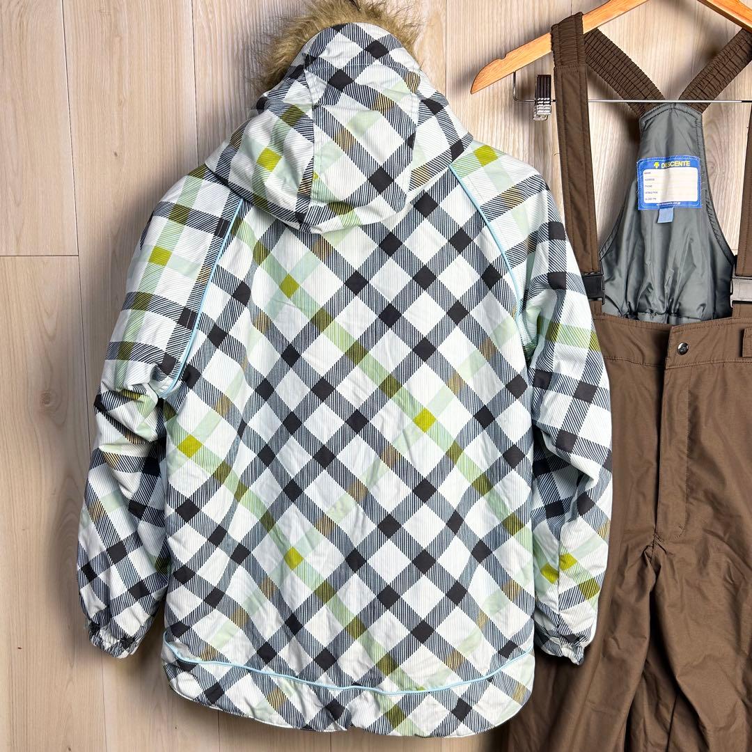 【スキーウェア】DESCENTE スノーボードウェア 160cm チェック柄