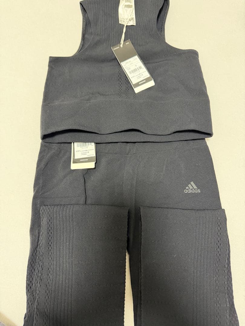adidas インナーキャミソール・タイツセット Sサイズ ブラック ジムウェア