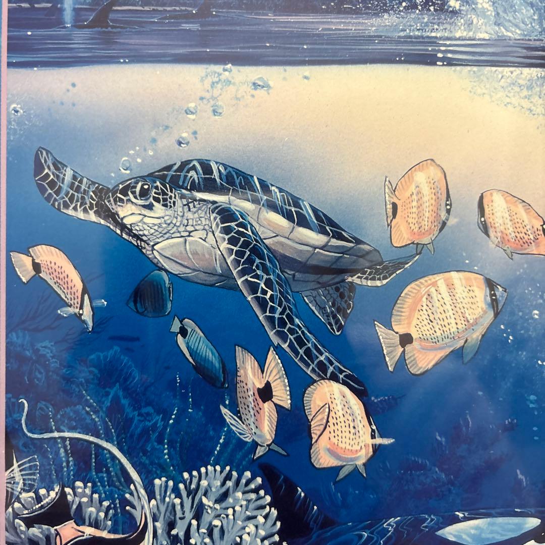 クリスチャン・リース・ラッセン　ハーモニー　額装　ポスター　イルカ　海　マウイ