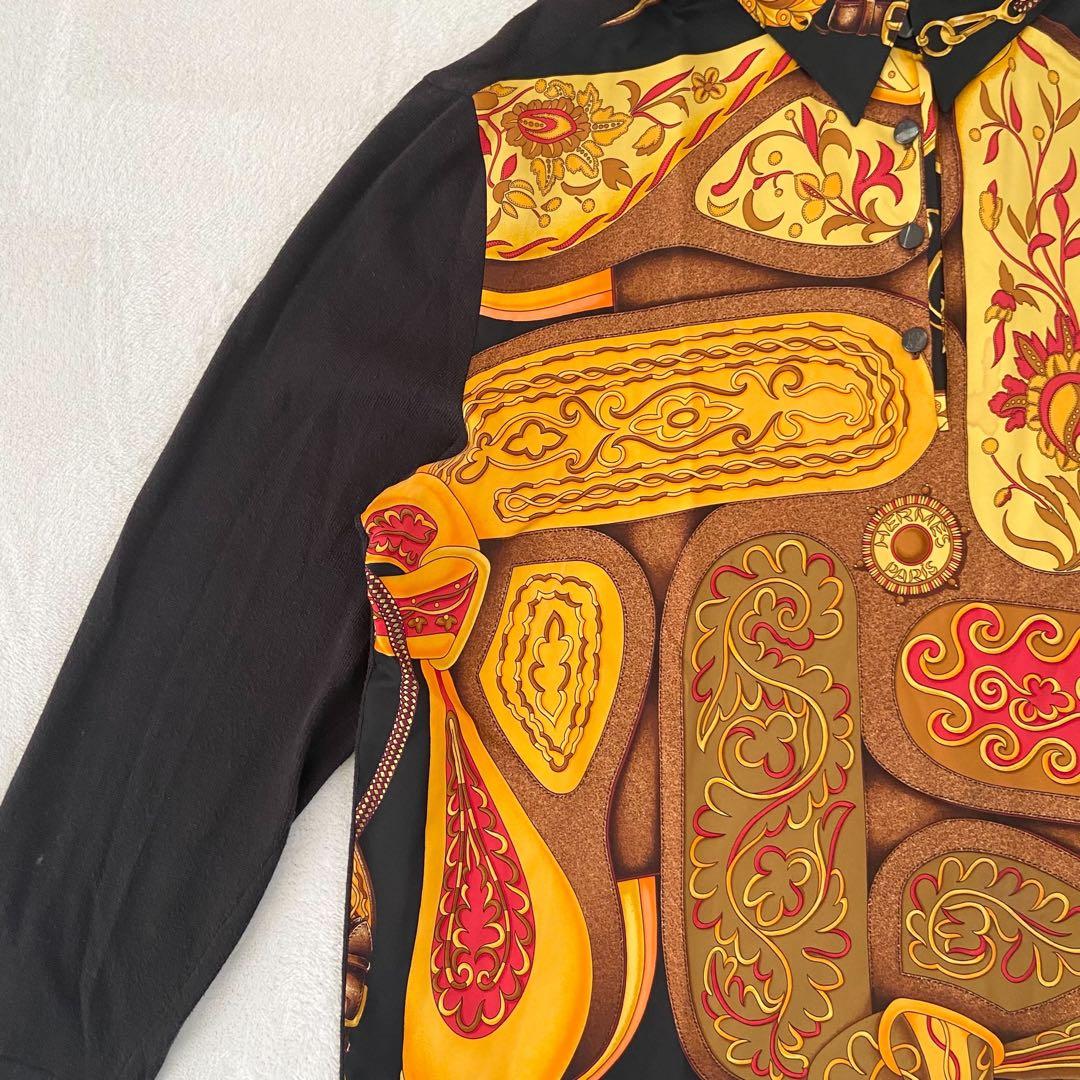 美品　HERMES Festival柄　スカーフ　馬具　シルク　ニット　カシミヤ