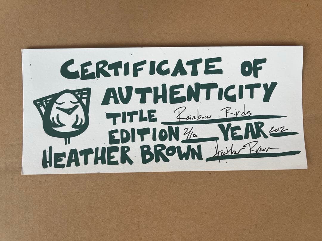【限定100枚・証明書付】Heather Brown Rainbow Birds