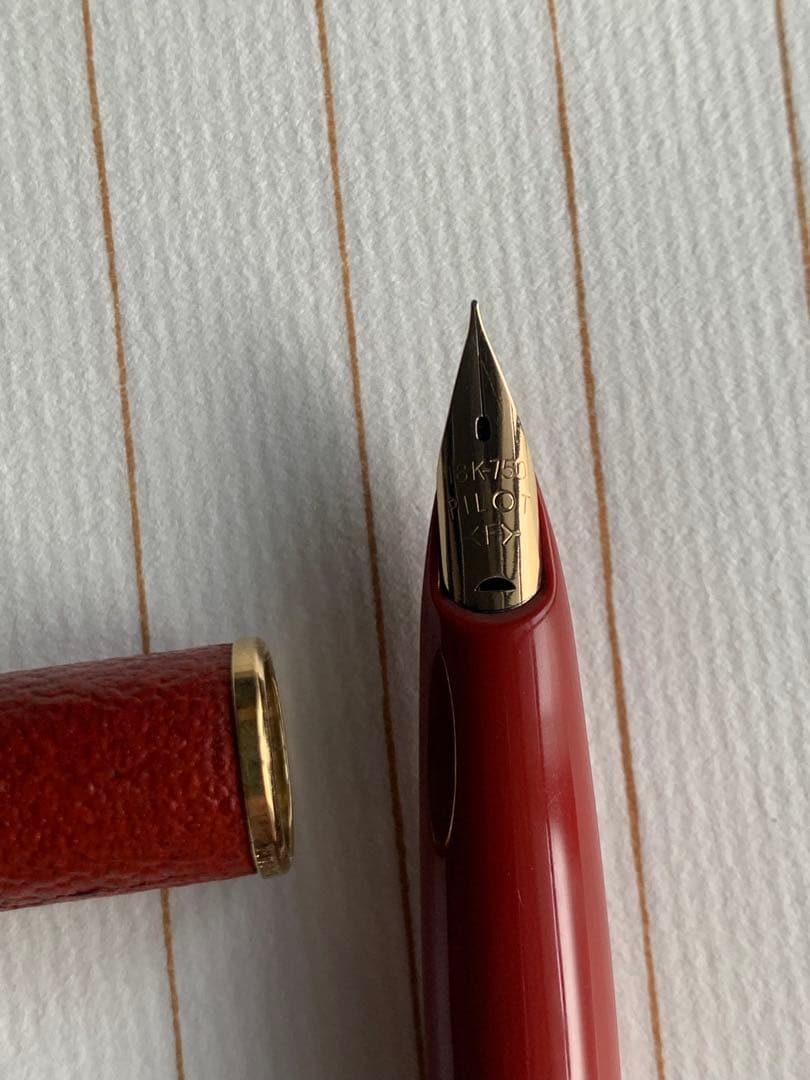 パイロット PILOT 18Kペン先 赤革巻き万年筆