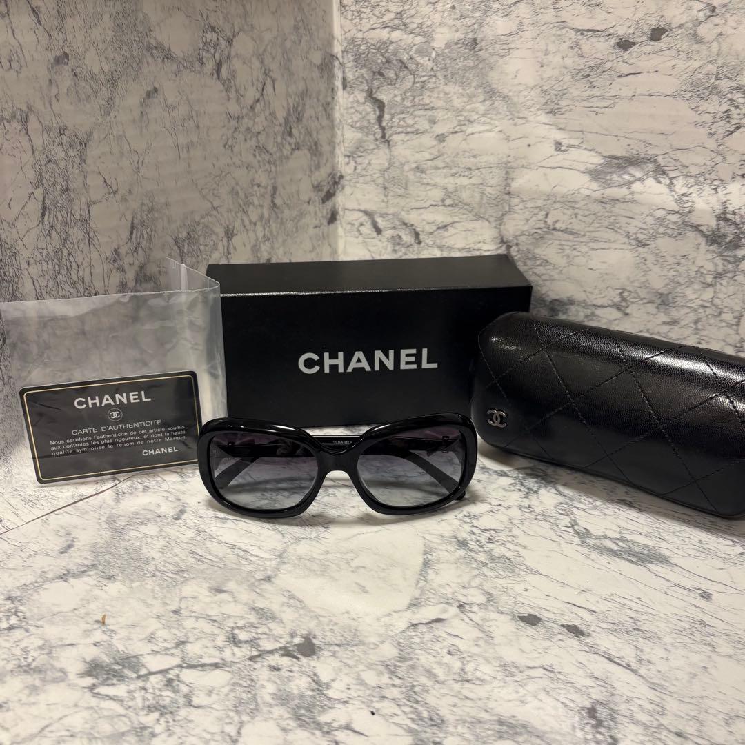 【F-fox8】CHANEL ブラック サングラス リボンモチーフ