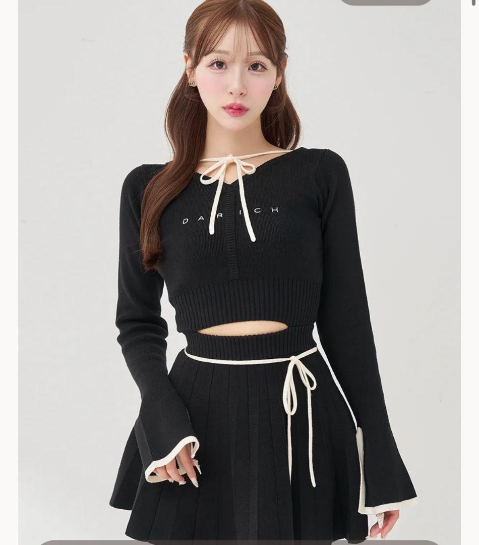 最安値‼️ ウエストオープンリボンデザインニットミニワンピース darich