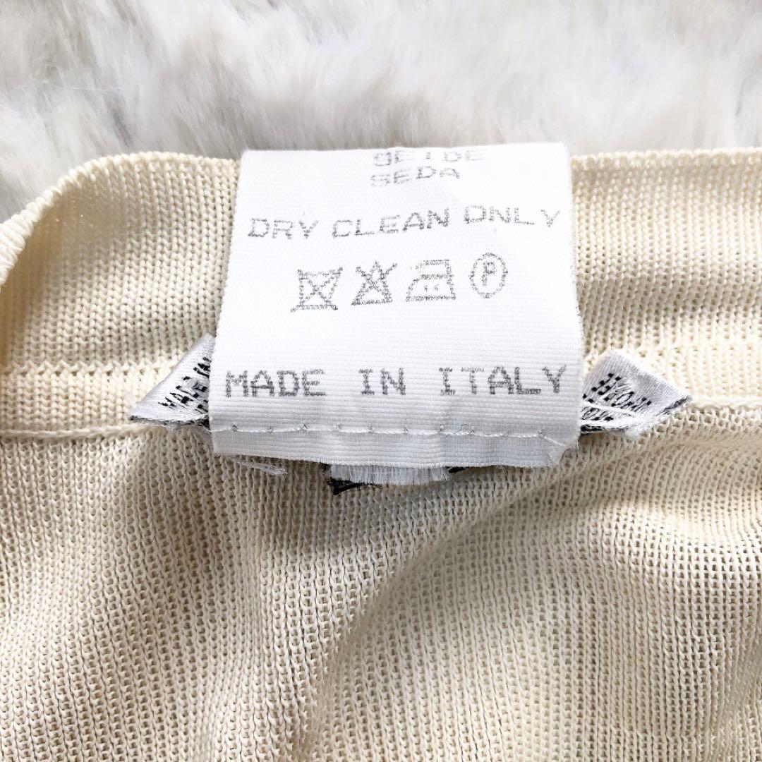 CELINE*セリーヌ　ヴィンテージカーディガン　ロープ柄　シルク100% 38