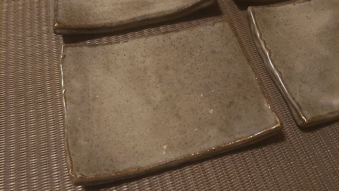 唐津焼 松尾友文　黒唐津 角皿 6枚