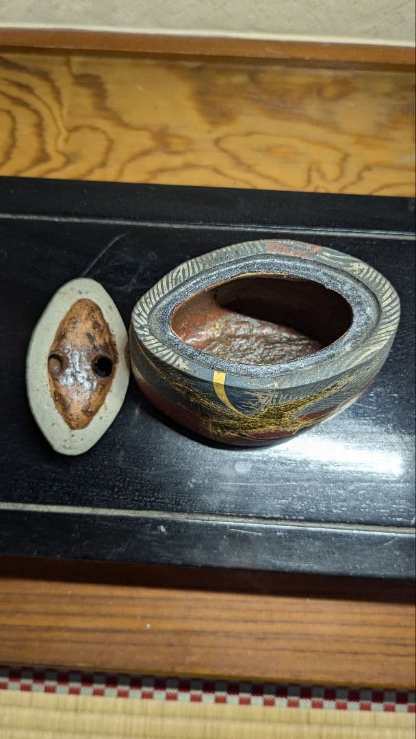 【JAPAN】九谷焼　作家作品　谷敷正人　雅彩双鶴紋　香炉