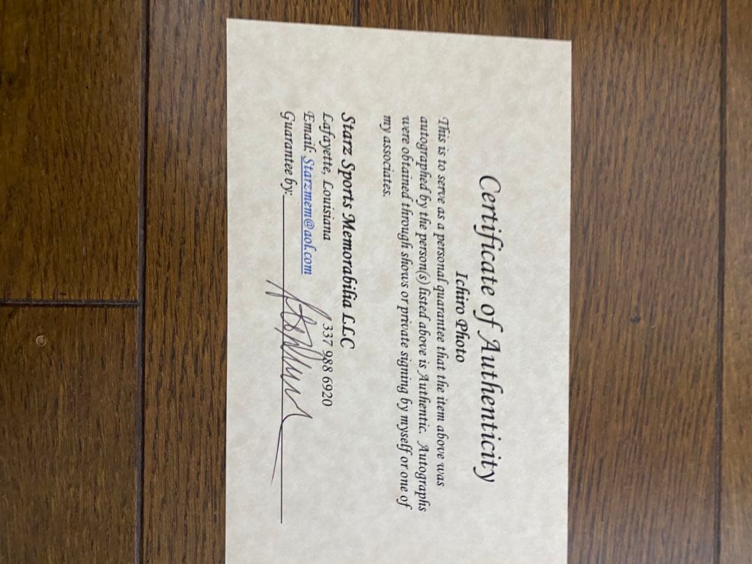 イチロー 直筆サイン入り写真シアトル・マリナーズ