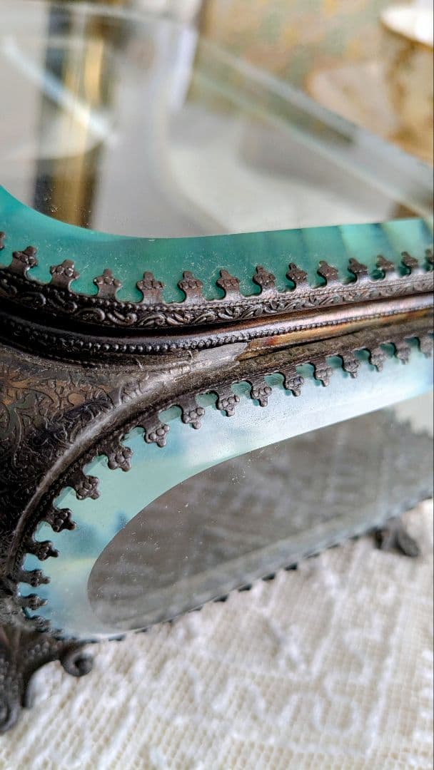 ガラス製装飾ジュエリーボックス ベベルガラス 宝石箱